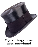 Zijden hoge hoed met rouwband